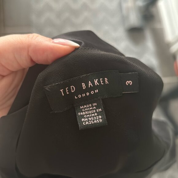 Ted Baker Black Silk Mini Dress Pattern - Picture 6 of 13